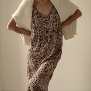 Jenni Kayne Beige and Black Leopard Midi Dress